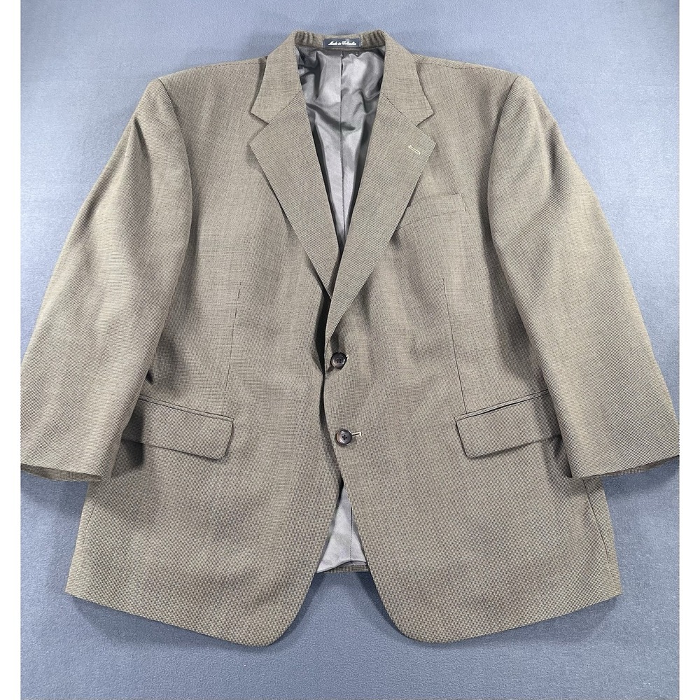 Oscar De La Renta Blazer Mens 46S Beige 100% Wool Classic Sport Coat Jacket